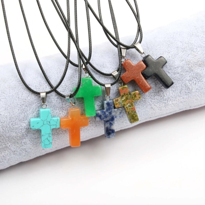 Cross Shape Crystal Stone Necklace