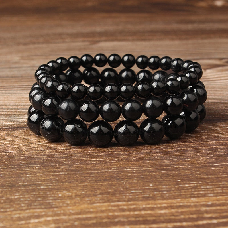 Natural Black Tourmaline Stones Beads Bracelet