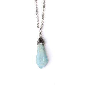 Natural Druzy Quartz Crystal Stone Necklace