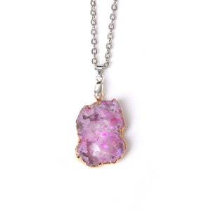 Natural Druzy Quartz Crystal Stone Necklace