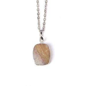 Natural Druzy Quartz Crystal Stone Necklace