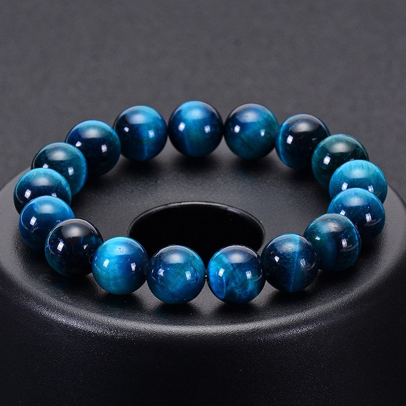 Lake Blue Tiger Eyes Beads Bracelet