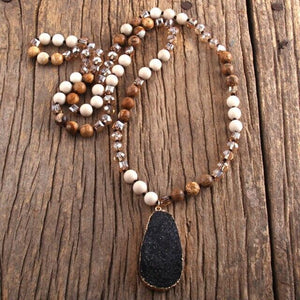 Druzy Beaded Necklace Boho Style