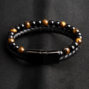 Men's Natural Stone Genuine Leather Bracelet