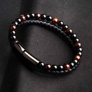 Men's Natural Stone Genuine Leather Bracelet