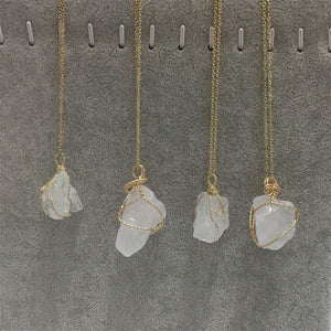 Natural Raw Stone Crystal Quartz Necklace