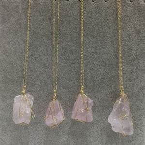 Natural Raw Stone Crystal Quartz Necklace