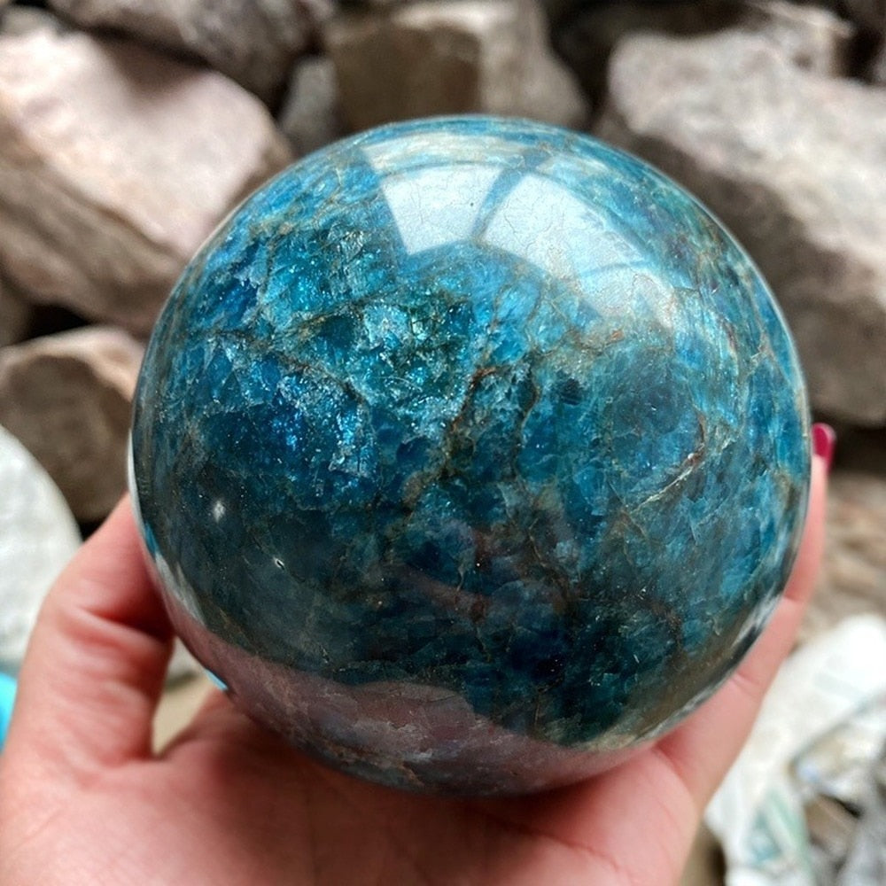 Natural Blue Apatite Stone Sphere