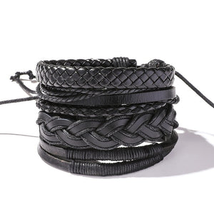 Men's Leather Wrap Bracelet Set