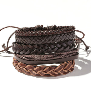 Men's Leather Wrap Bracelet Set