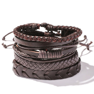 Men's Leather Wrap Bracelet Set