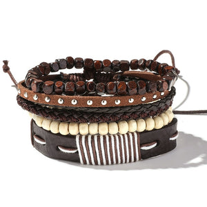 Men's Leather Wrap Bracelet Set