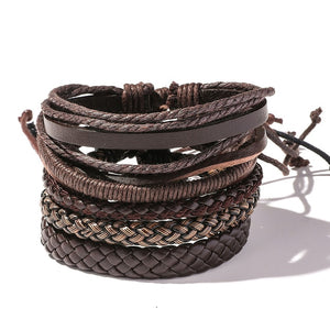 Men's Leather Wrap Bracelet Set