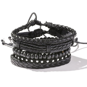 Men's Leather Wrap Bracelet Set