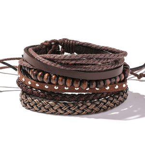 Men's Leather Wrap Bracelet Set