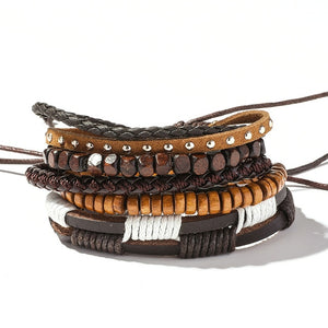 Men's Leather Wrap Bracelet Set