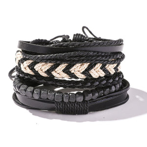 Men's Leather Wrap Bracelet Set