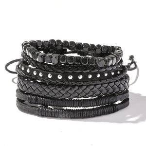 Men's Leather Wrap Bracelet Set