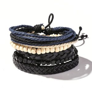 Men's Leather Wrap Bracelet Set